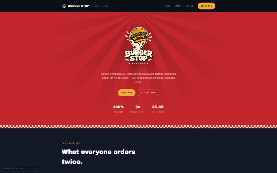 Burger Stop homepage
