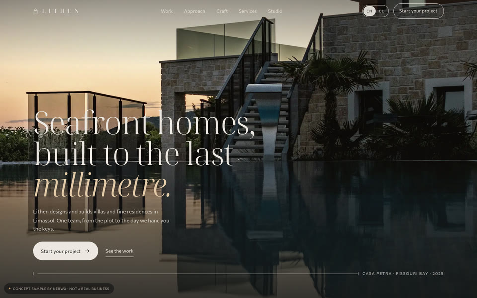Lithen homepage, designed by Nerwx