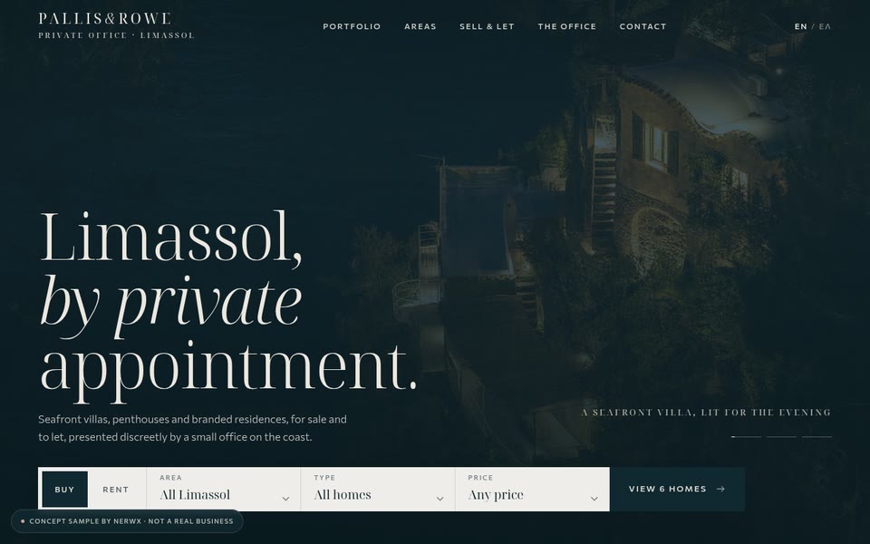 Pallis & Rowe homepage, designed by Nerwx